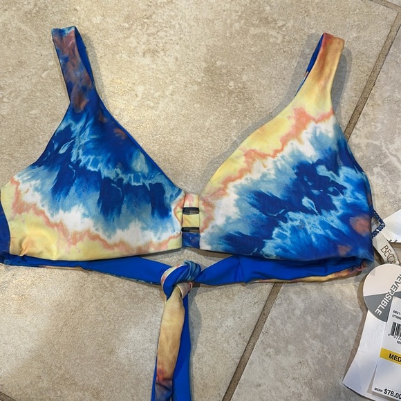 NWT! Becca Over the Rainbow Tie Dye Bralette Bikini Top M Reversible - Picture 5 of 8